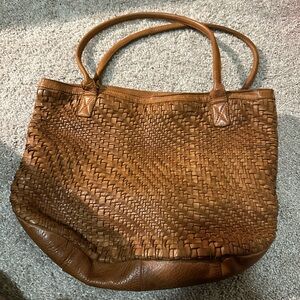 Elegant Brown Woven Leather Tote Bag